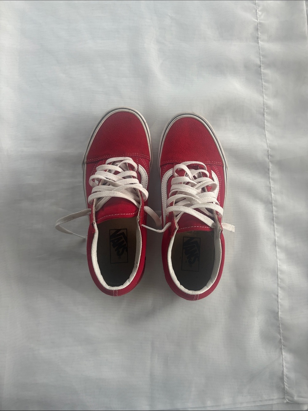 Vans Red and White Low-Top Sneakers